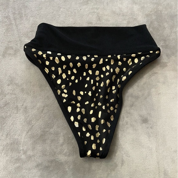 New! Beach Riot Emmy Bottom gold spot black metallic high waisted 24892 - Picture 7 of 8